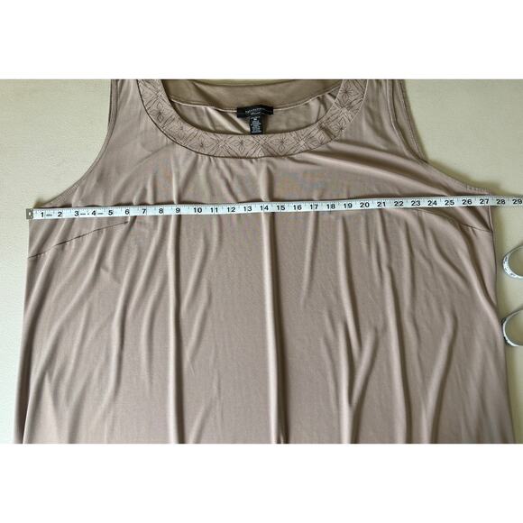 R&M Richards Mesh Panel Jacket Dress Size 3X Taupe Knee Length Elegant Cocktail - Picture 12 of 14